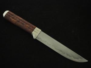 Swordsmith・TAKEHANA IKKANSAI Shigehisa Tamahagane Ironwood Handle Hunting Knife 150mm・Double Bevel