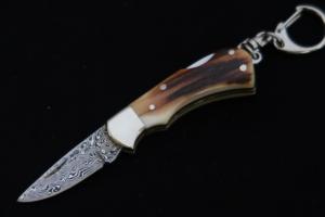 Seki Damascus Folding Knife Stag handke ［New］