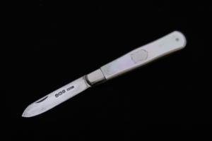 Vintage Sheffield Sterking Silver Mother of Pearl Folding Fruit Knife MBRS 1909 ［NEW］