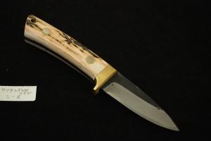 Honjyoji2nd  Hunting small knife「SAWACHI」75㎜・Double Bevel（stag）
