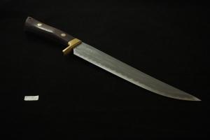 Yoshihiko Akitomo  Damascus Gokanoshou-Yamazashi Midare-Momtan 270㎜・Double bevel(A)