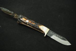 Honjyoji1st  Hunting small knife「Noseburi」87㎜・Double Bevel（stag）