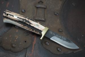 Honjoji 1st Hunting small knife「Noseburi」85㎜・Double Bevel（stag）