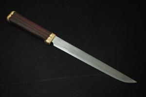 昭和初期 刀匠の打った無銘 三本杉 平造り 狩猟小刀