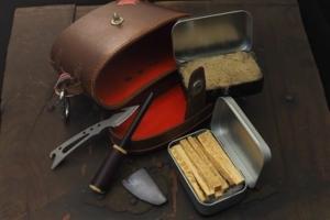 藤(Tou) collaboration  Remake Vintage Biculars leather case  Fire starter set