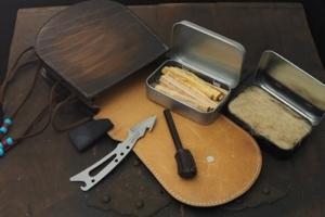 藤(Tou) collaboration  Remake Vintage Native Americans leather case  Fire starter set